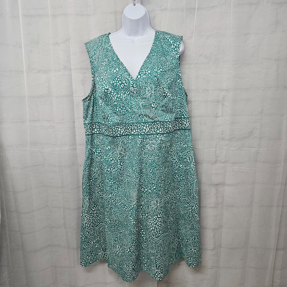 Croft & Barrow Dress Green Sleeveless Floral Boho Cottage 3X